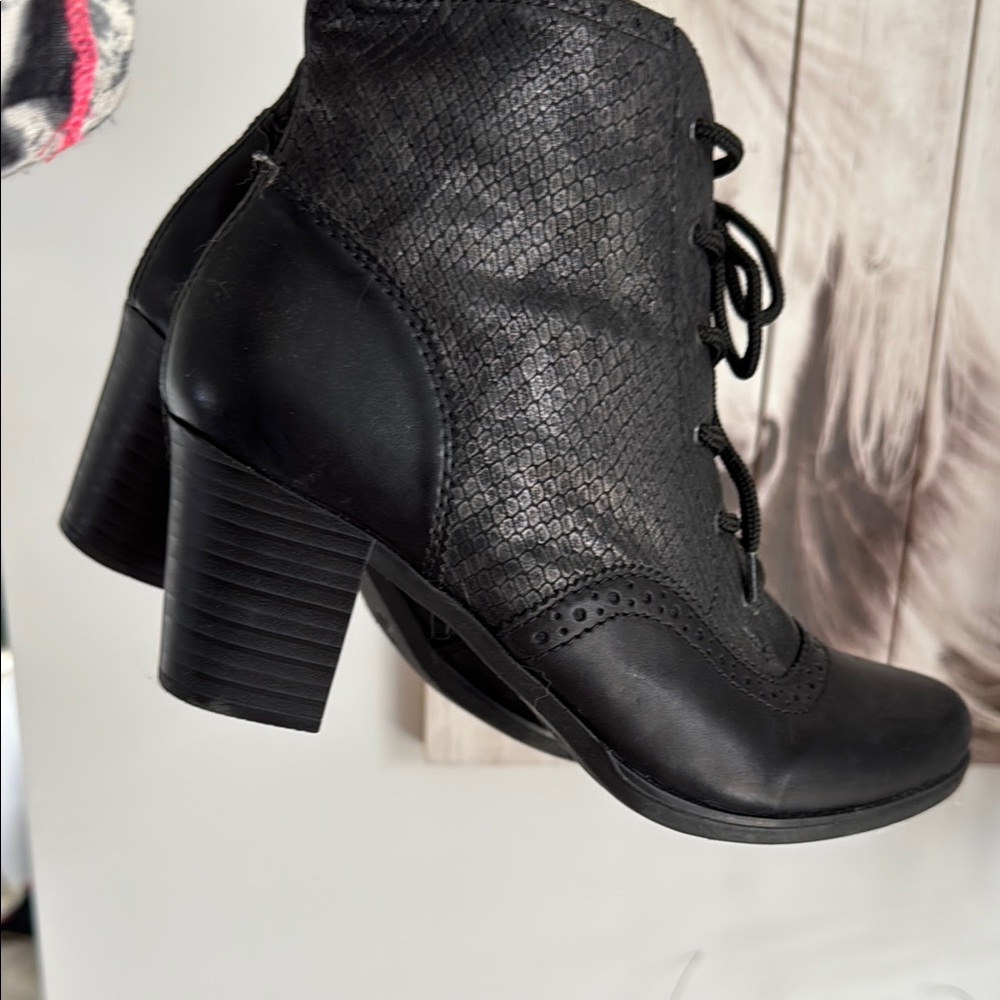 Rieker Black Lace-Up Ankle Boots